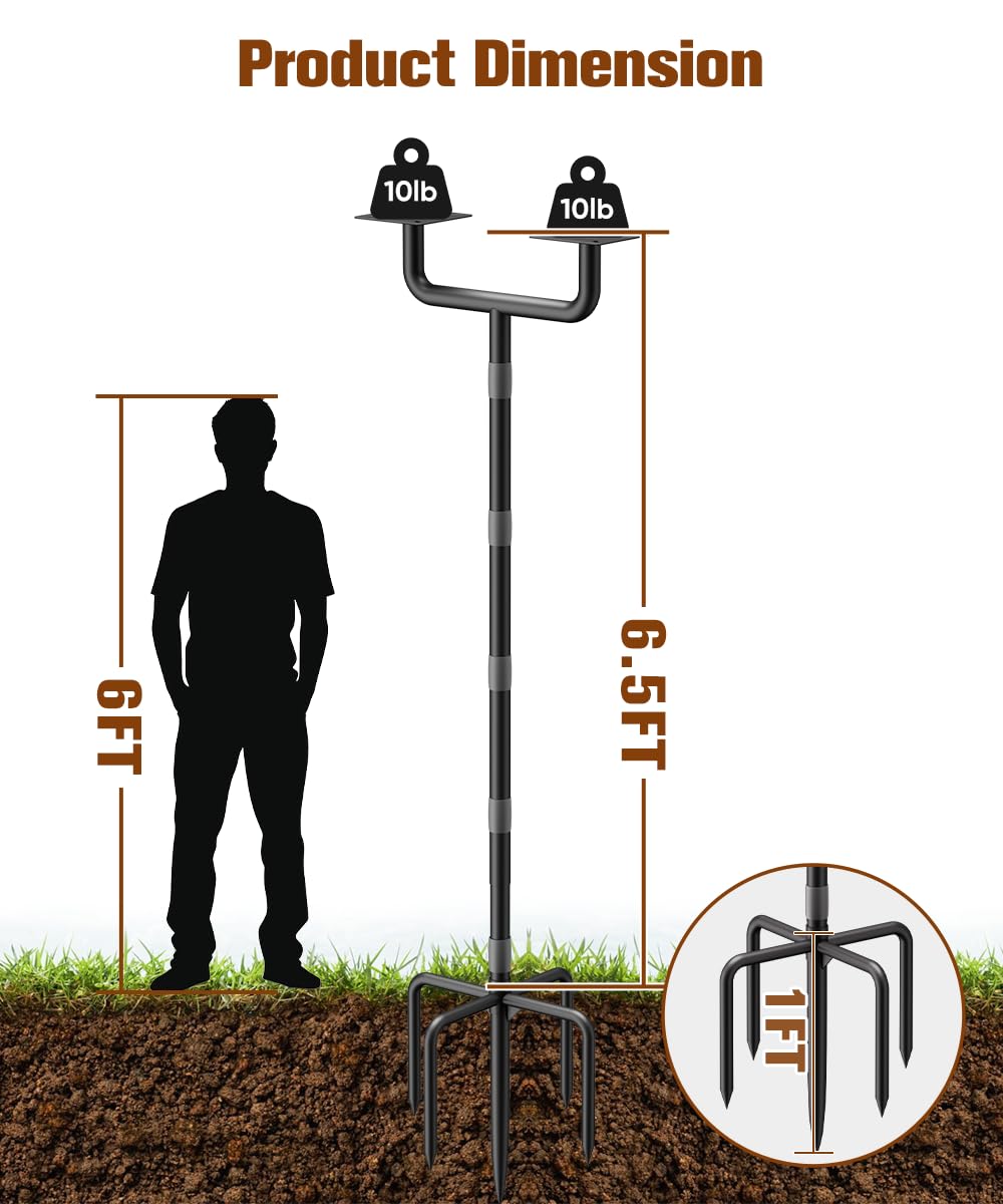 Sungaryard easy-installation bird feeder pole with clear hardware and guide
