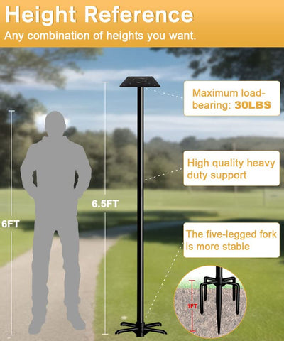 Five-prongs base on Sungaryard pole for secure feeder mounting