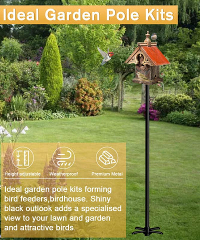 Outdoor garden scene with Sungaryard bird feeder pole in use