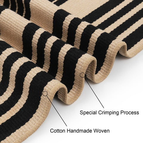 Sungea washable two layer stripe door mat simplifies cleaning after outdoor use.