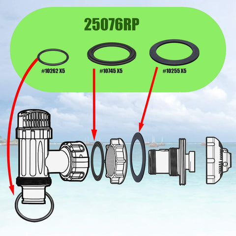 SUNGIFT 25076RP gasket kit with O rings for Intex 1-1/2 in connections, anti-leak seals.