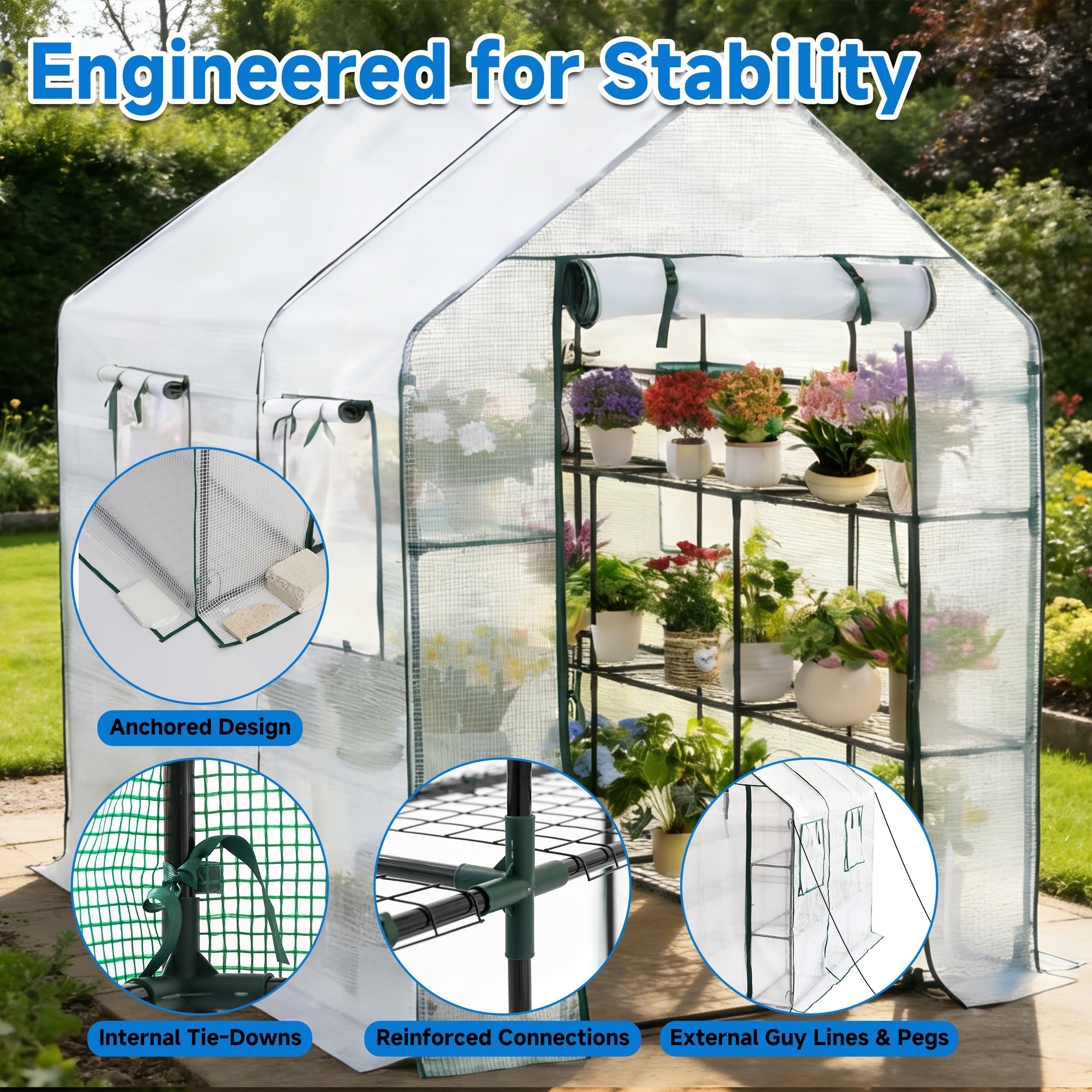 SUNGIFT metal frame with reinforced PE cover delivers all-weather protection.