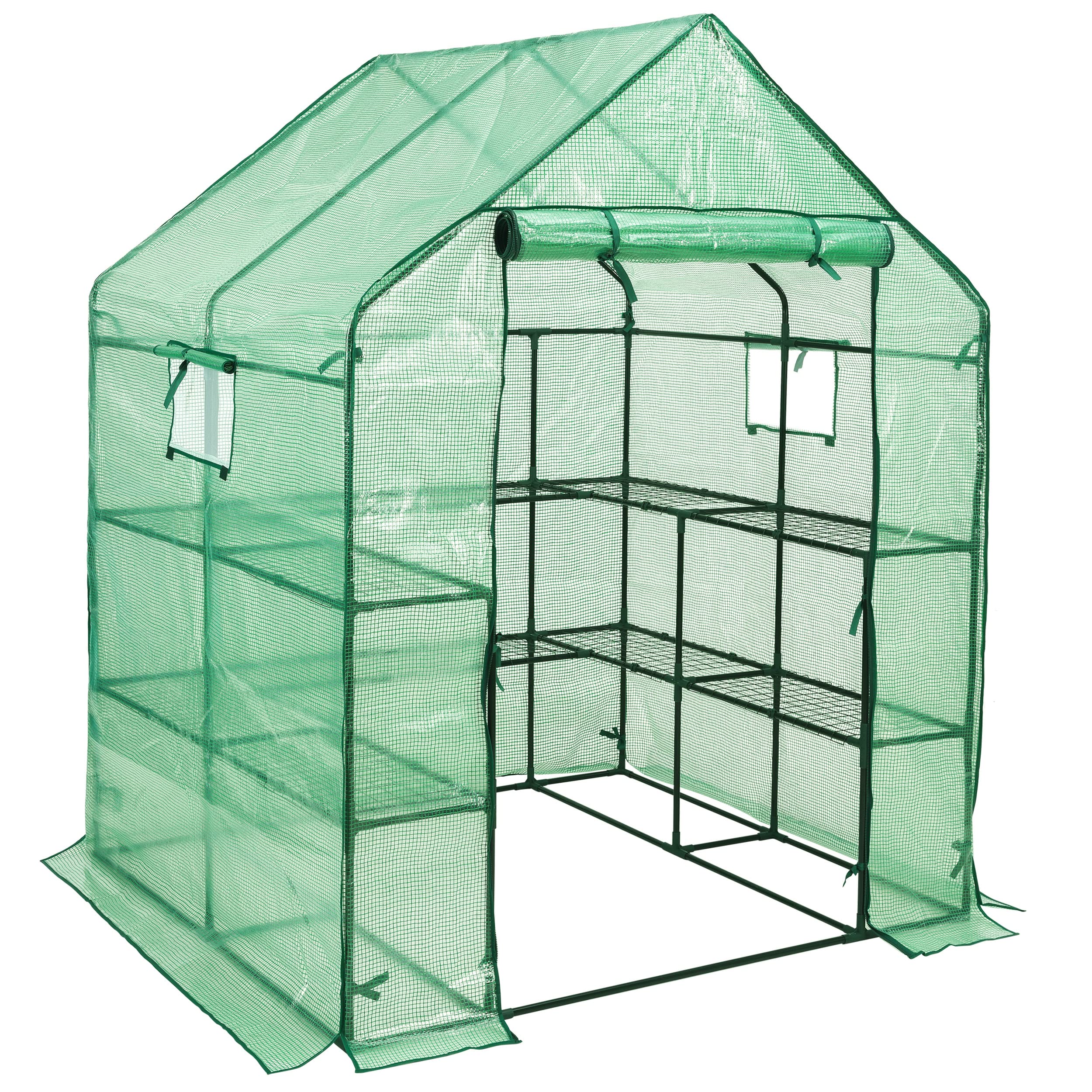 SUNGIFT Walk-in Greenhouse front view shows spacious planting area for herbs and flowers