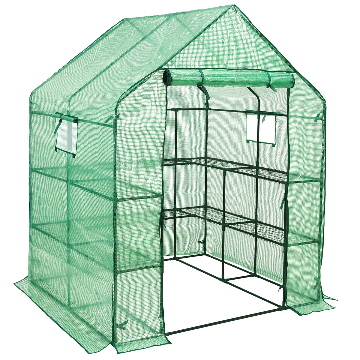 SUNGIFT Walk-in Greenhouse front view shows spacious planting area for herbs and flowers