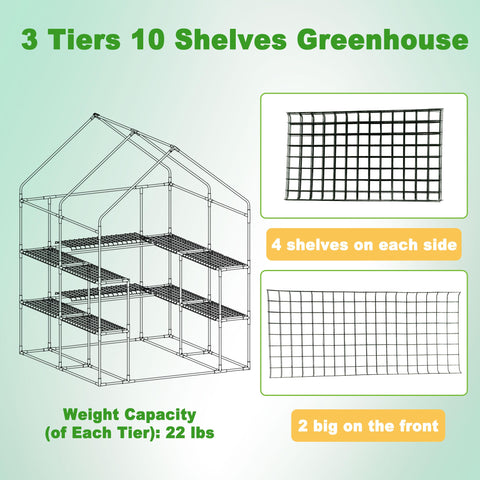 SUNGIFT Walk-in Greenhouse interior shelves maximize space for seedlings and trays