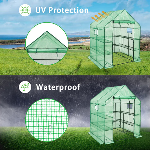 SUNGIFT Walk-in Greenhouse observation windows help monitor plant health