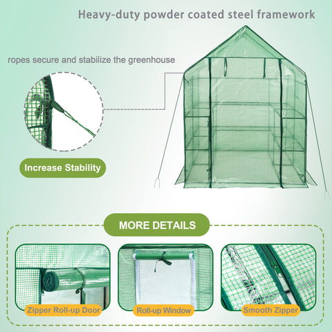 SUNGIFT Walk-in Greenhouse outdoors setup fits garden, balcony, and patio