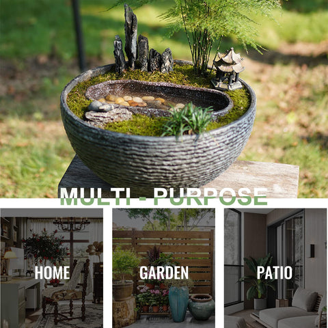 Sungmor blue black color pot offers modern contrast for plants and accents.