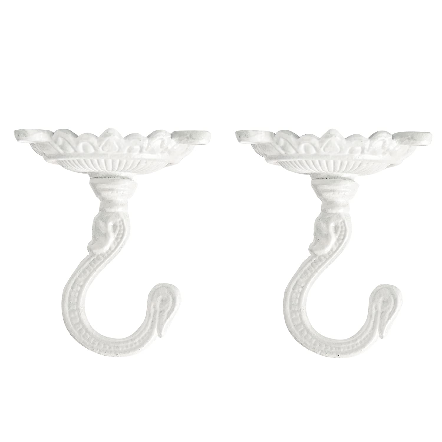 Sungmor heavy-duty ceiling hook for planters in white with a durable cast iron build