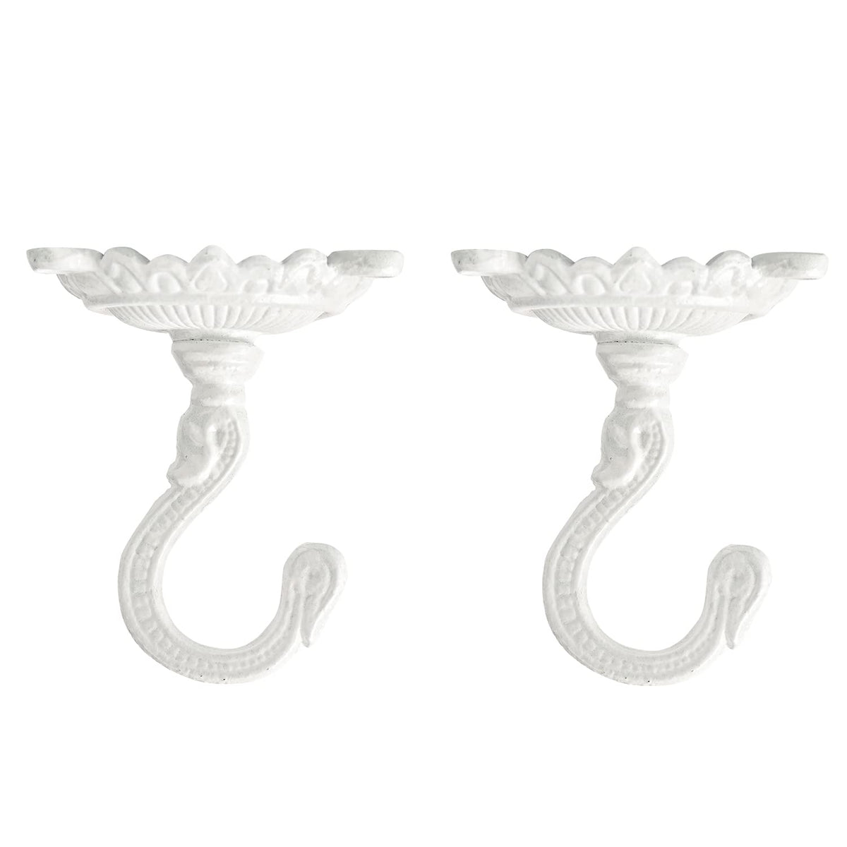 Sungmor heavy-duty ceiling hook for planters in white with a durable cast iron build