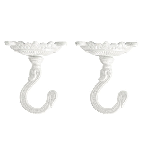 Sungmor heavy-duty ceiling hook for planters in white with a durable cast iron build