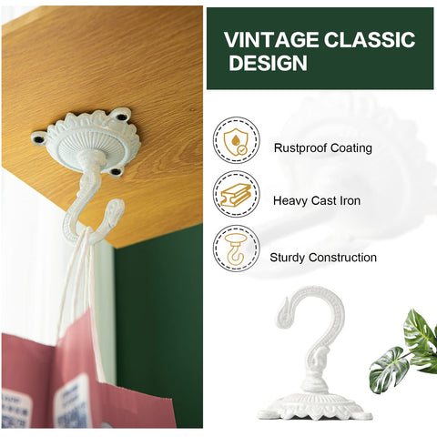 Sungmor white ceiling hook designed for lanterns and chimes with reliable support