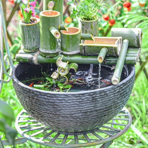 Sungmor large bird-bath display adds charm and provides a water source for visiting birds.