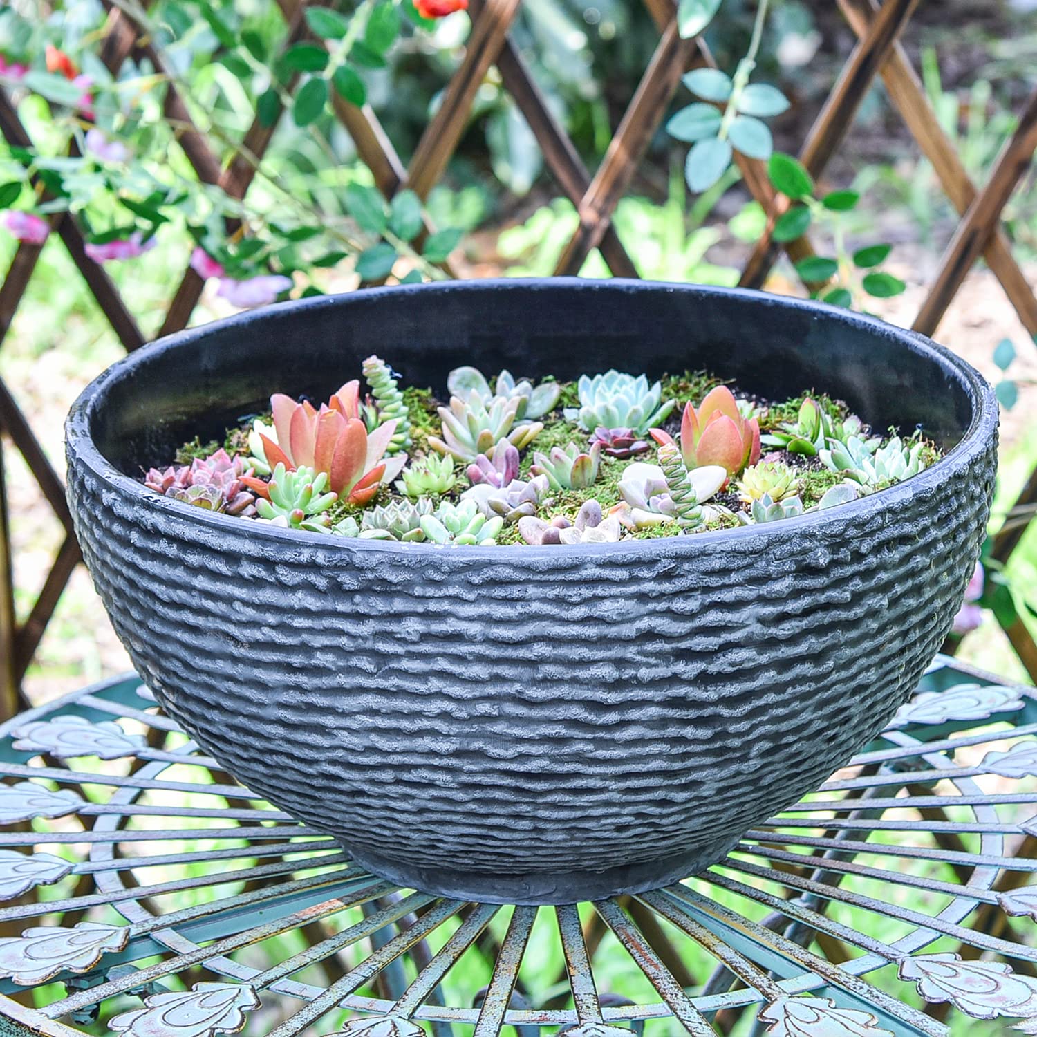 Sungmor outdoor garden decor blends durability with premium marble texture for patios.