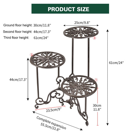 Sungmor rustic cast iron stand with ornate details for indoor/outdoor decor.