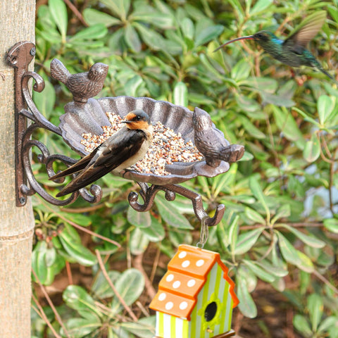 Sungmor vintage bird feeder tray showing charming design for birds and plants