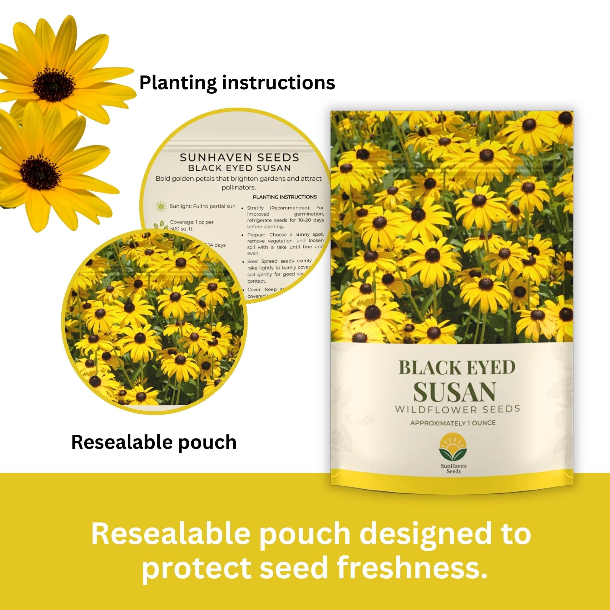 SunHaven Seeds 1oz bulk packet preserves freshness for extended planting projects