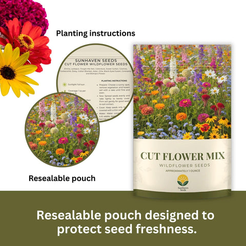 SunHaven Seeds fourteen-varieties cut-flowers ready for striking bouquets and borders