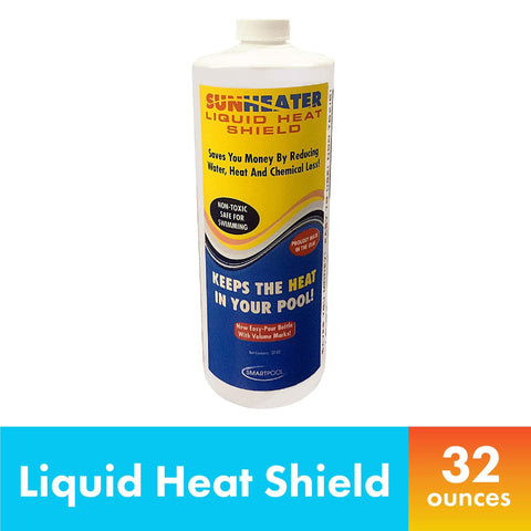 SunHeater Liquid Heat Shield on water surface forms a thin barrier to cut heat loss.