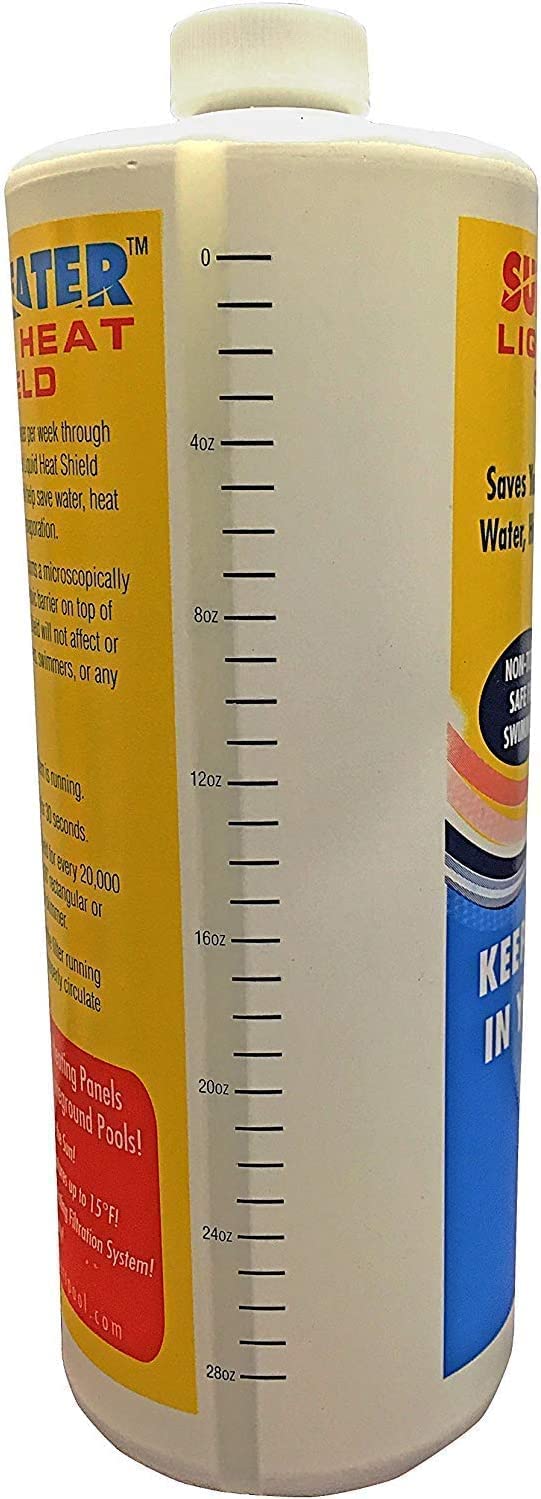 SunHeater Liquid Heat Shield film appears on water, signaling safe use.