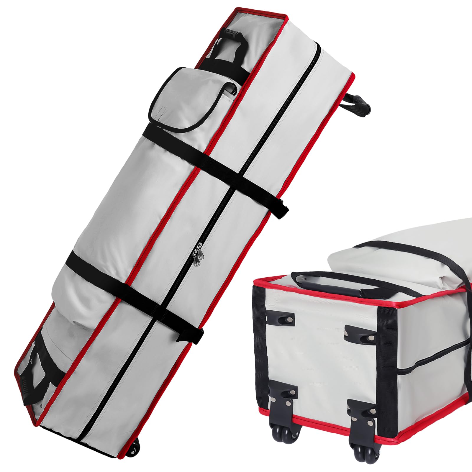 SUNICO 10x10 canopy bag front view with roller wheels for easy transport.