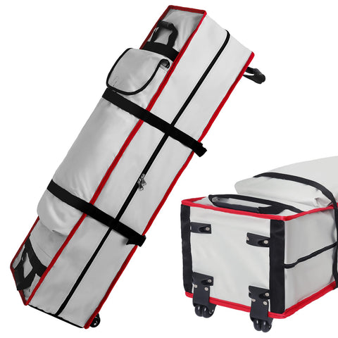 SUNICO 10x10 canopy bag front view with roller wheels for easy transport.