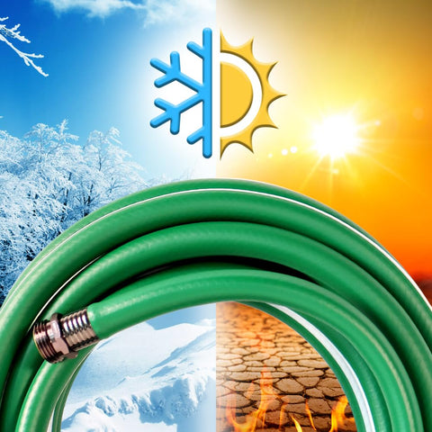 Sunifier green garden hose stays flexible in heat and cold.