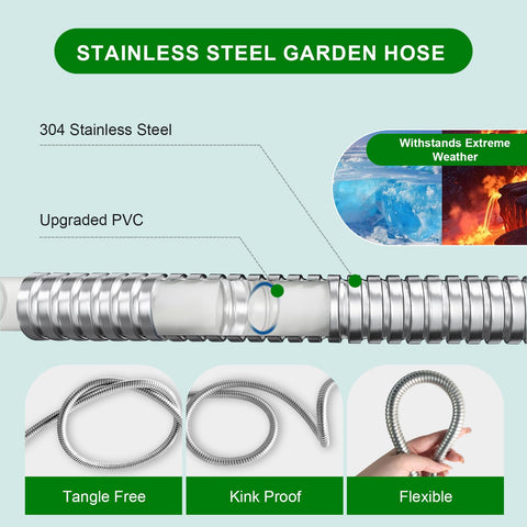 Sunifier metal short garden hose 15ft leak-proof connectors ensure reliability