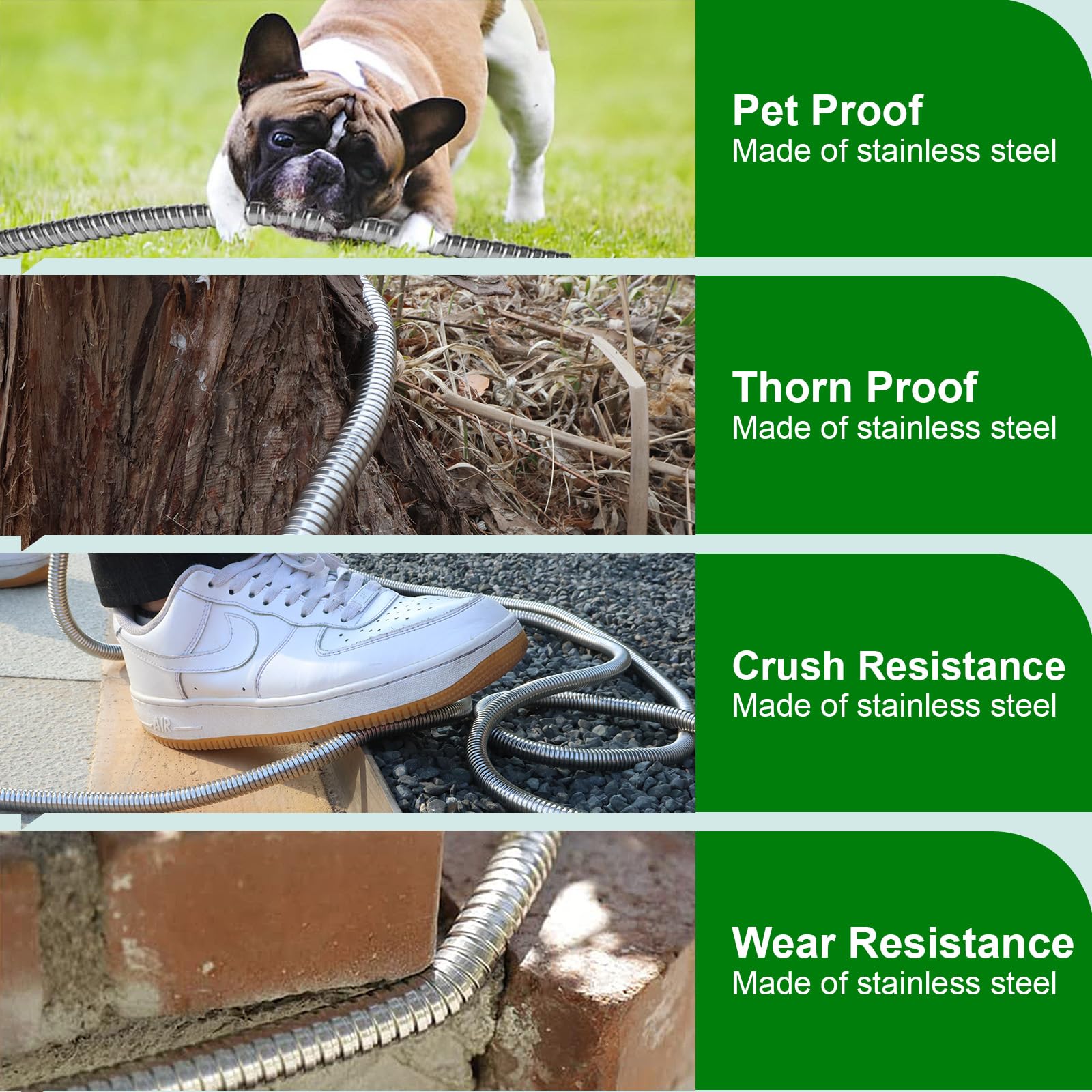Sunifier metal short garden hose 30ft flexible for long reach watering