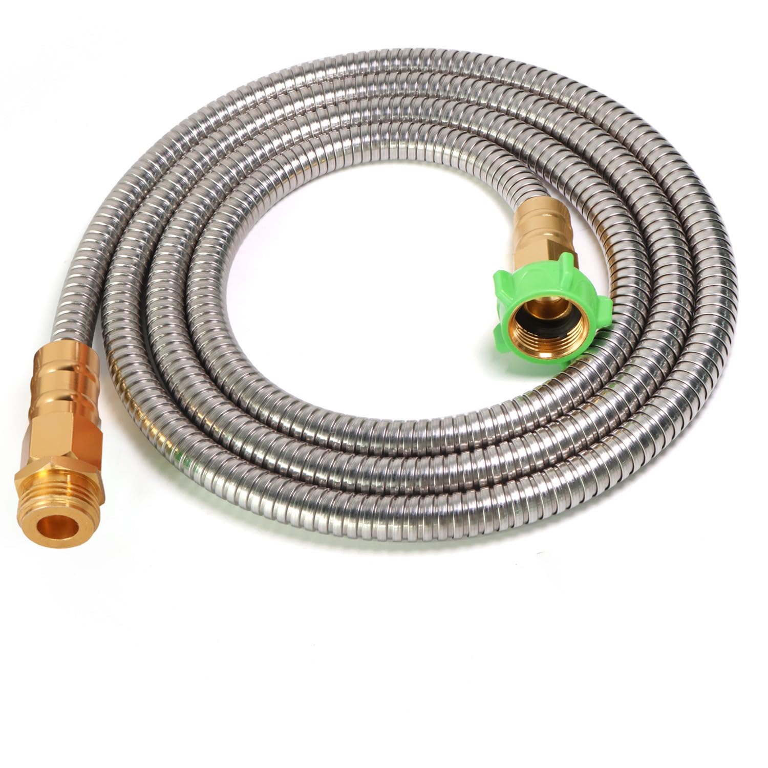 Sunifier metal short garden hose 8ft coiled for easy storage and quick watering
