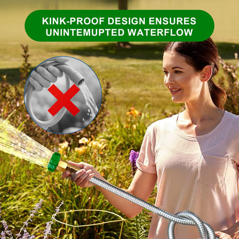 Sunifier metal short garden hose stainless steel outer layer guards against damage