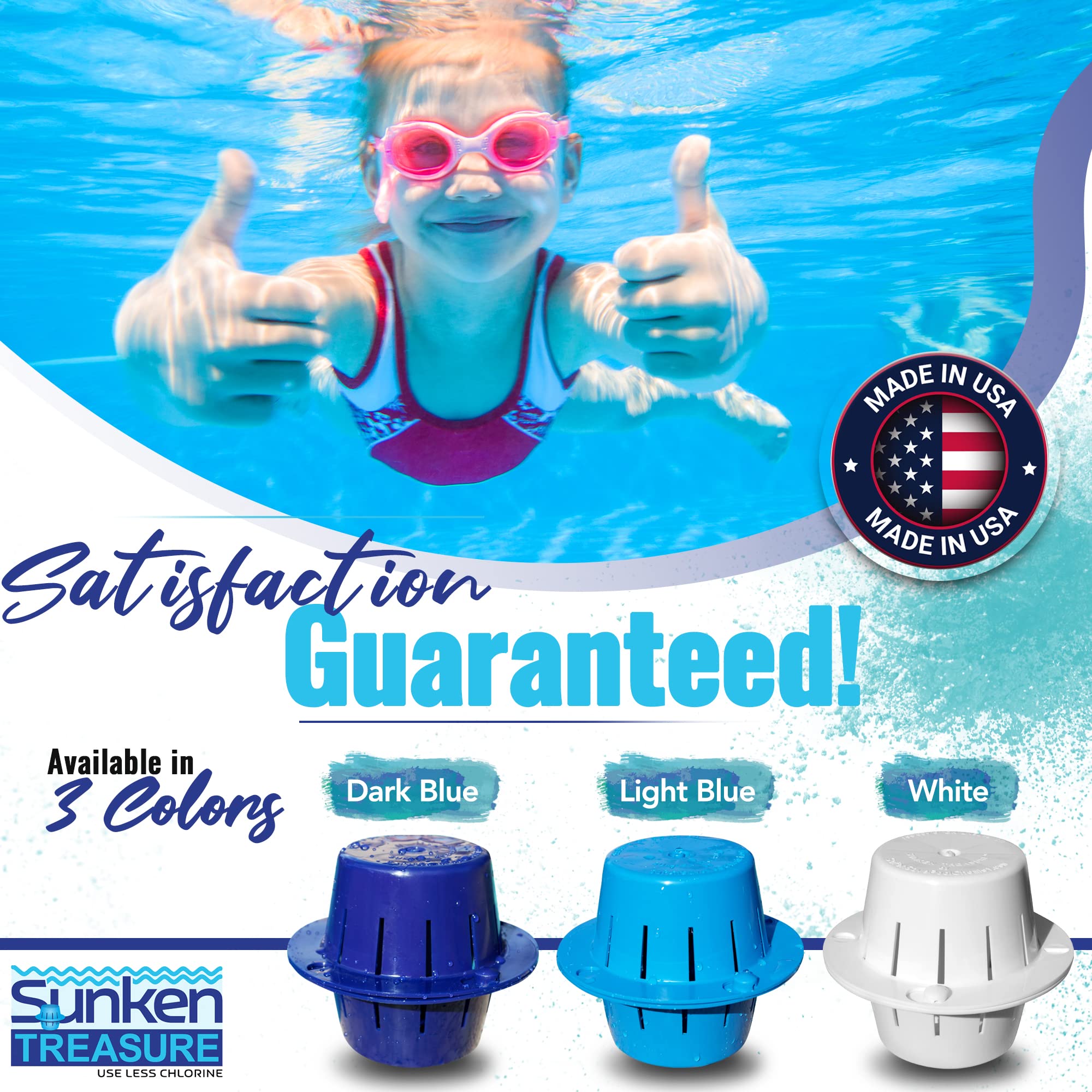 Sunken Treasure USA-made durable system supports long-term pool care.