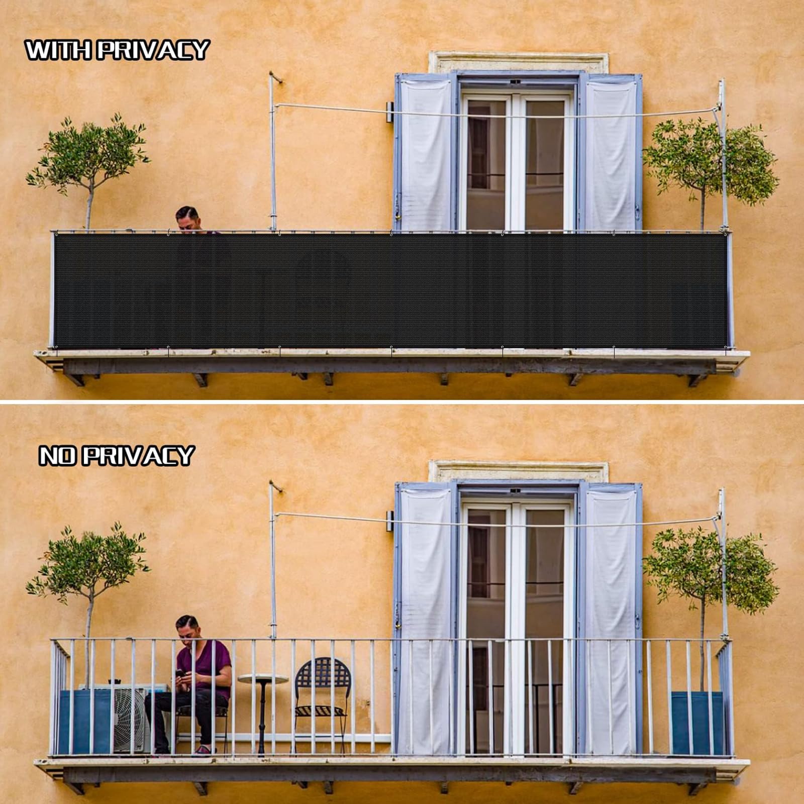 SUNLAX multi-scenario screen fits balconies, patios, decks, and porches.