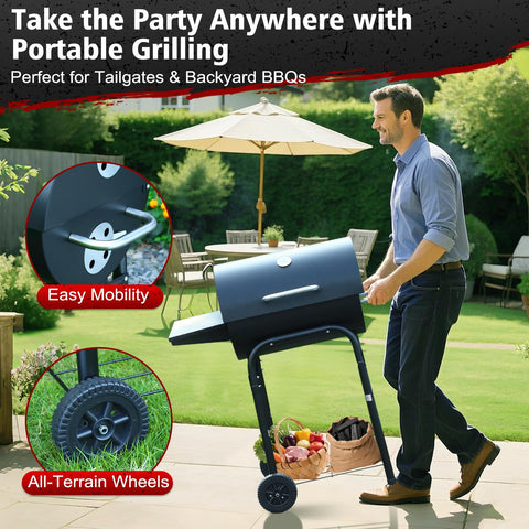 SUNLIFER Barrel Grill three-position coal tray for versatile heat management.