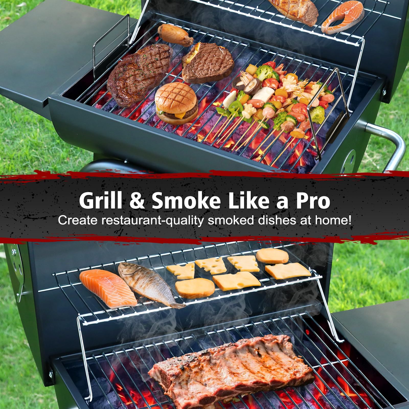 SUNLIFER Barrel Grill cooking area offers ample space for 2–4 servings.