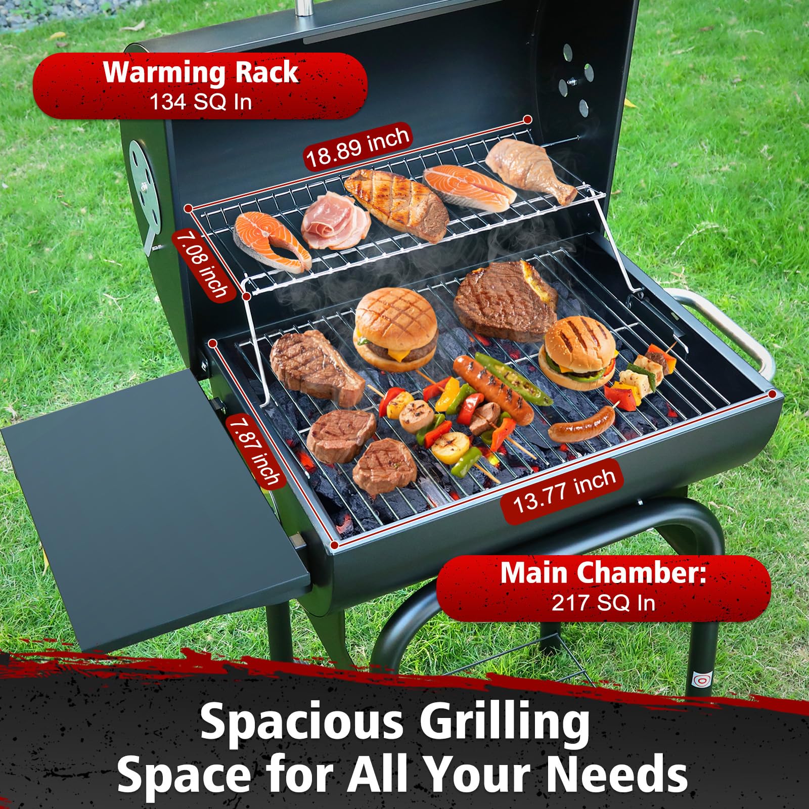 SUNLIFER Barrel Grill split grates allow quick charcoal refueling.