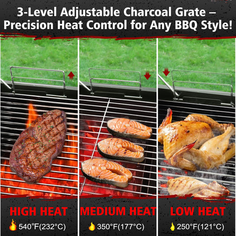 SUNLIFER Barrel Grill ample storage for charcoal, tools, and plates.