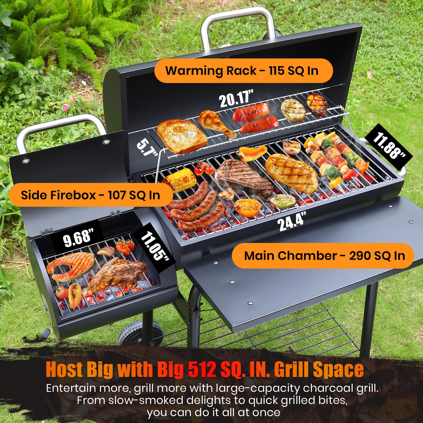 SUNLIFER 512 sq in cooking area for family cookouts and gatherings