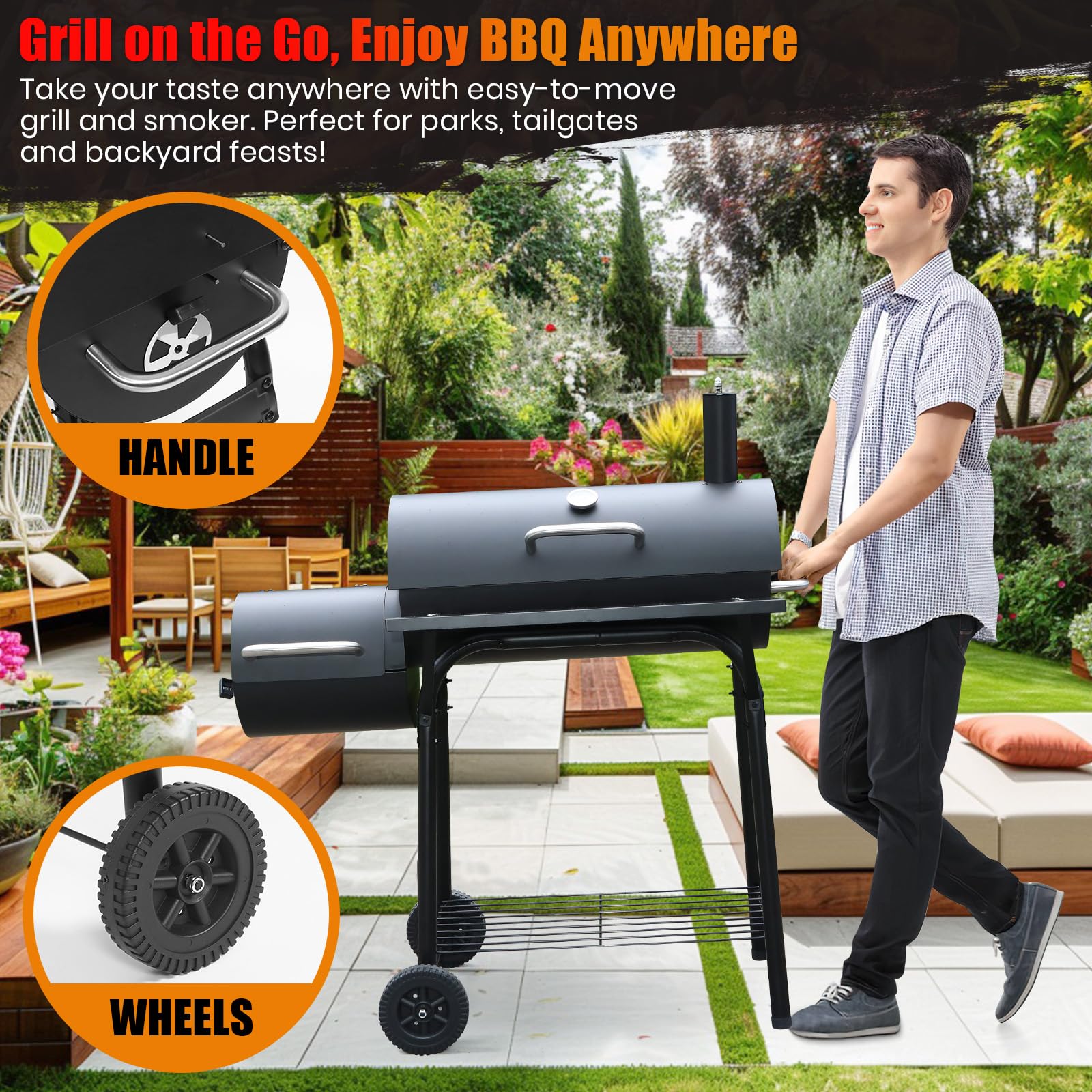SUNLIFER dual-chamber layout for simultaneous grilling and smoking