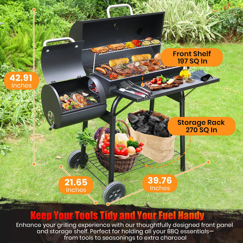 SUNLIFER portable grill with cart wheels for patio and campsite versatility