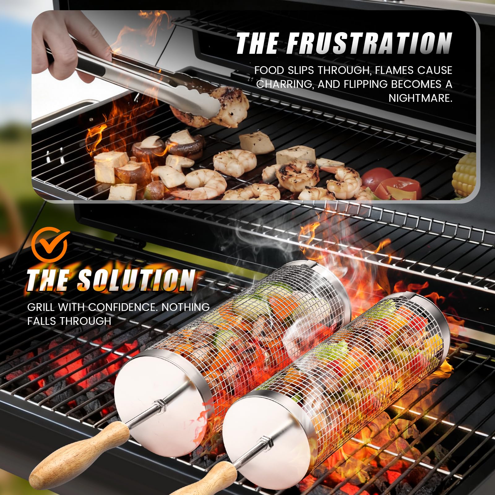 SUNLIFER 2-pack set lets you grill veggies and meat together