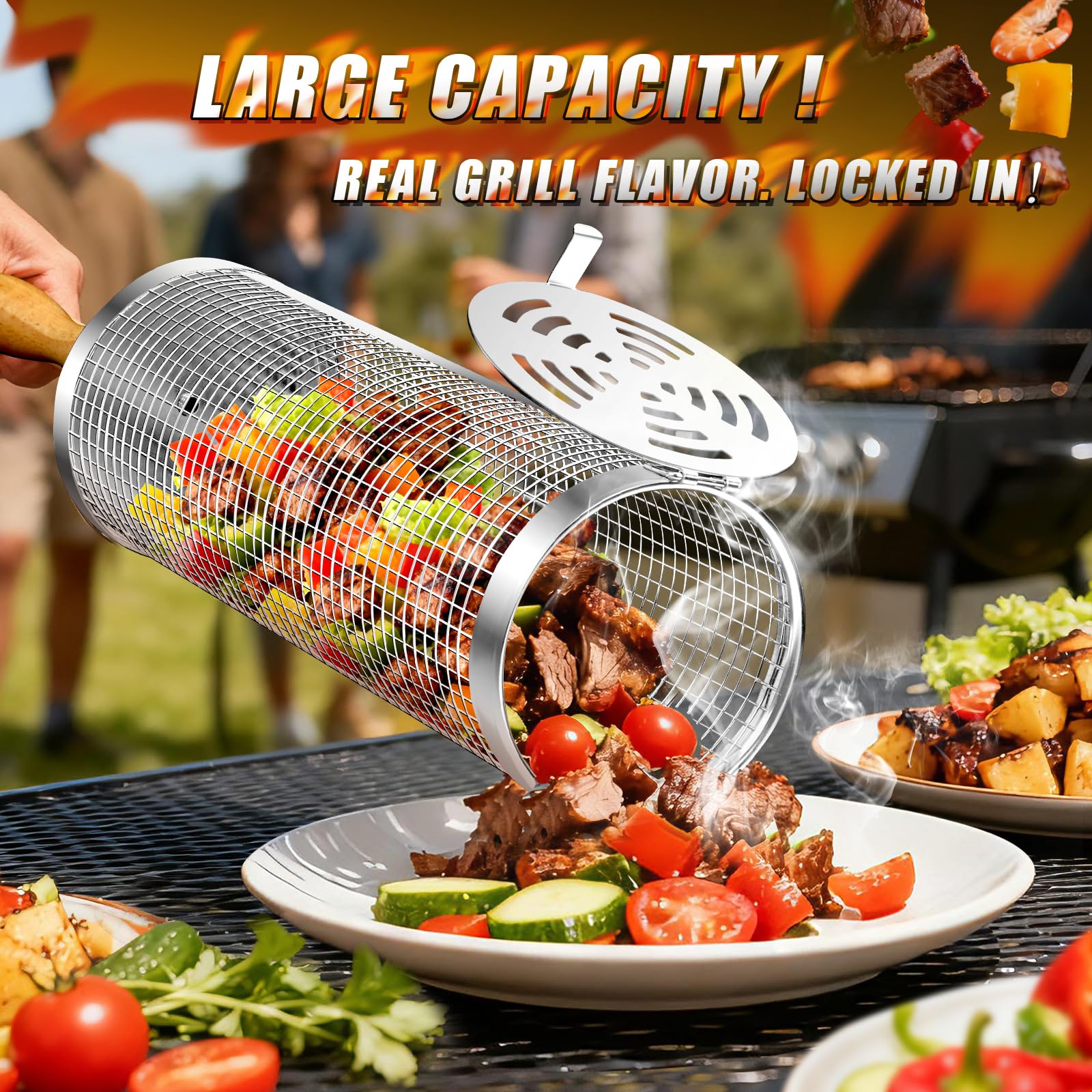 SUNLIFER basket mesh design drains fat while keeping veggies secure