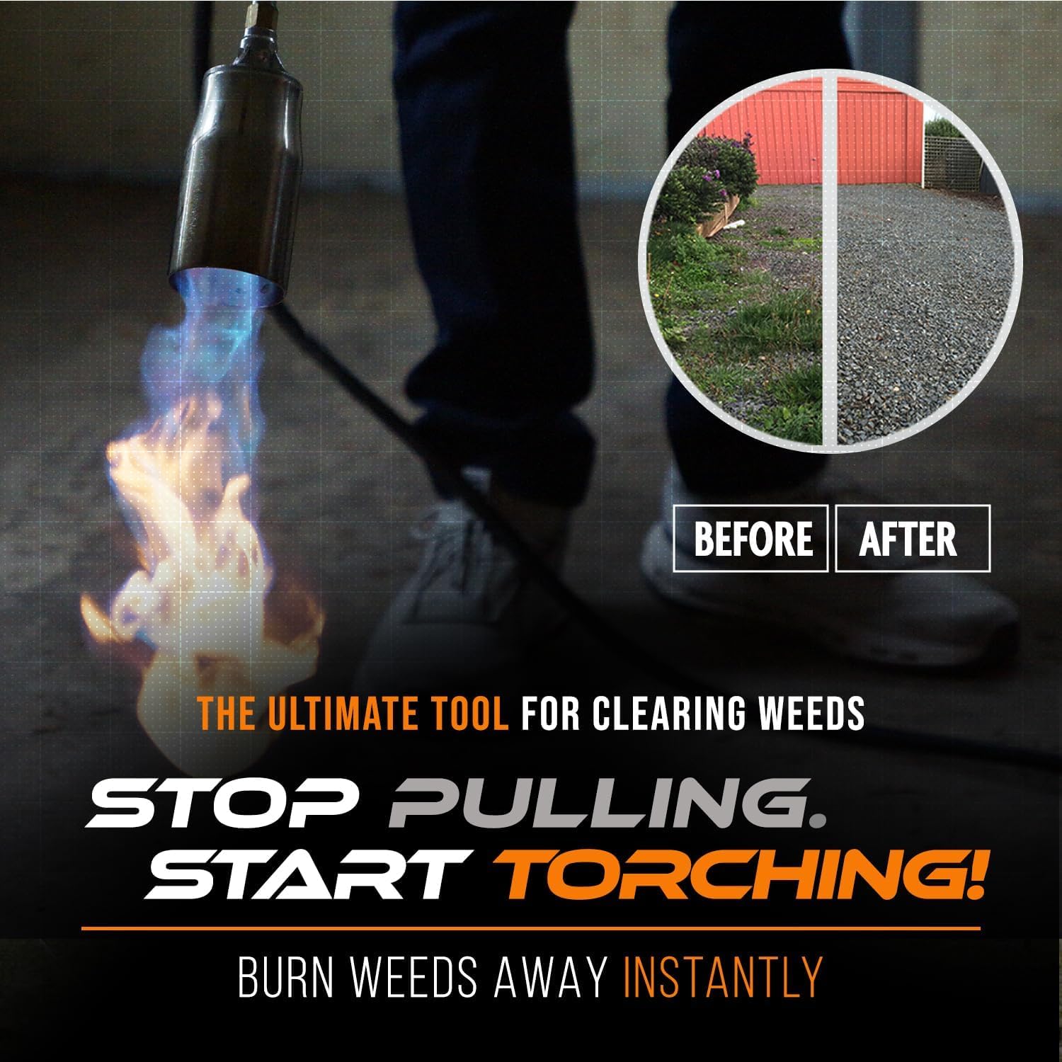 Sunlight Charcoal propane torch 13 ft hose enables safer operation at distance.