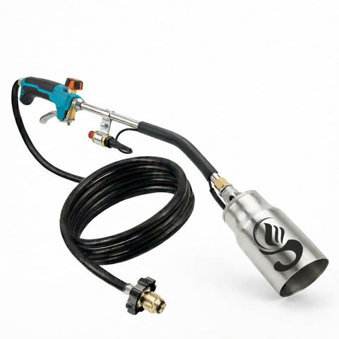 Sunlight Charcoal propane torch head with igniter for quick ignition and precise flame control.