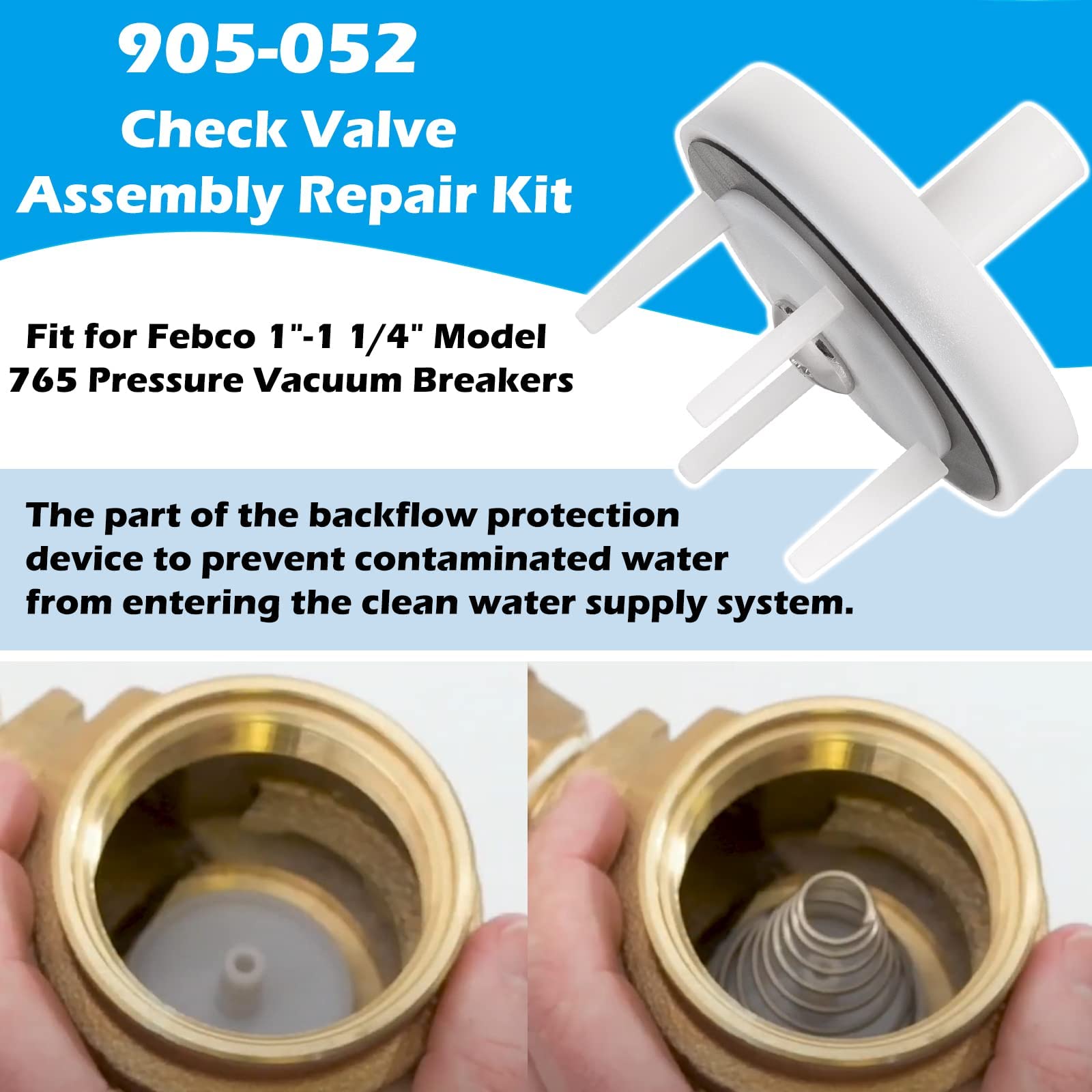 Sunluway 905-052 check valve assembly with holder and disc for clean water protection.