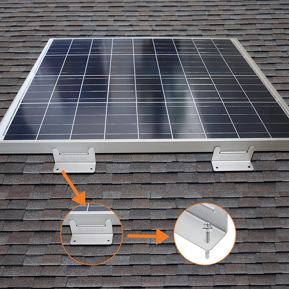 SUNMAK mounting kit suits 50W–150W panels on RVs and boats.