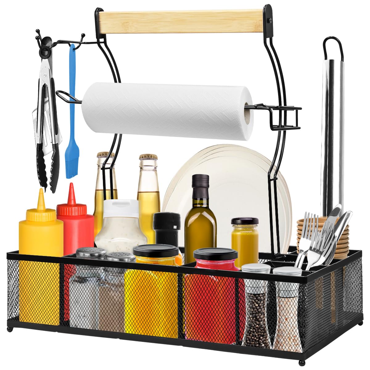 Sunmeg Grill Caddy with eight compartments for organized camp cooking