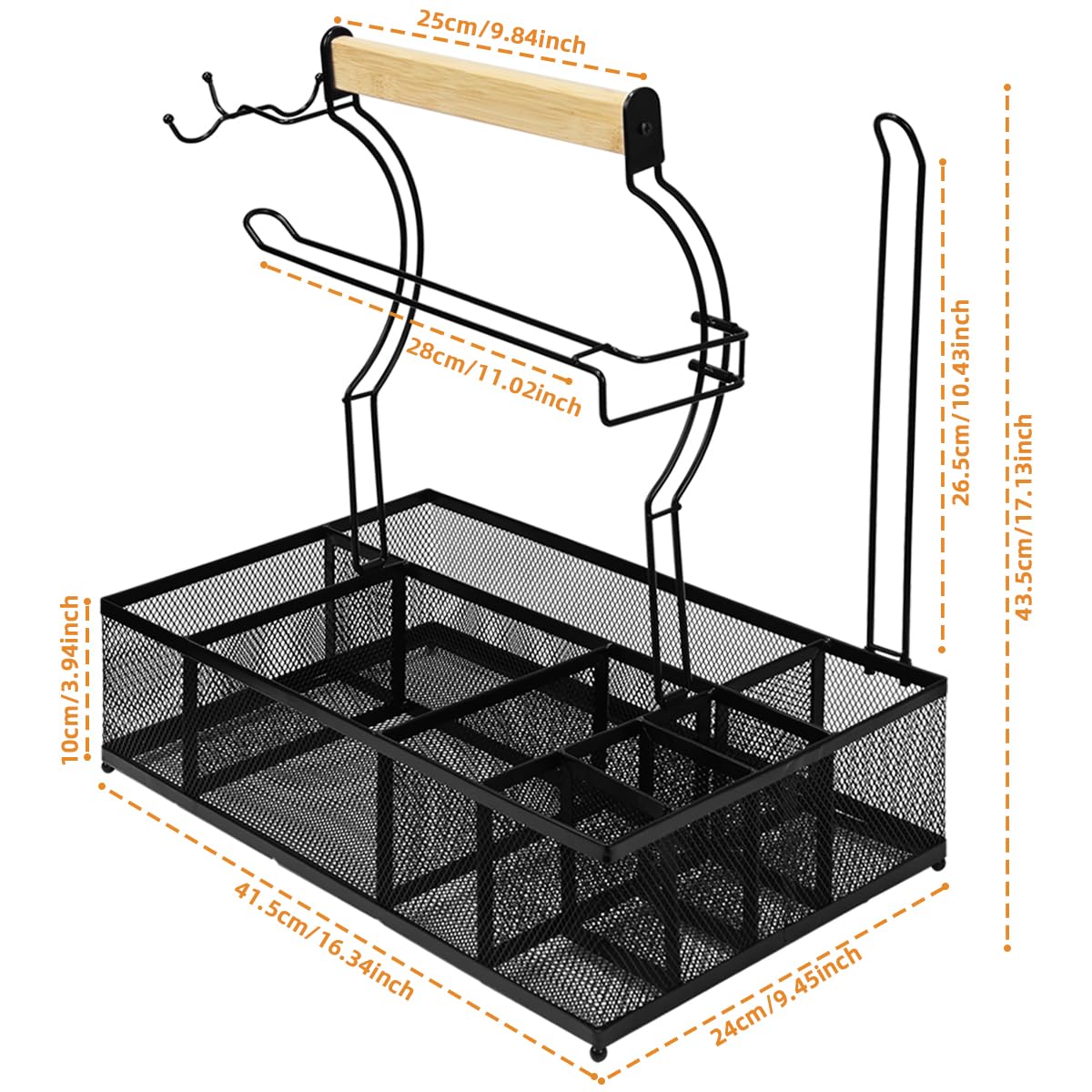 Sunmeg Grill Caddy wooden handle provides comfortable one-handed transport