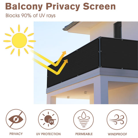 Sunny Guard privacy screen demonstrates privacy with light and breeze on a balcony.
