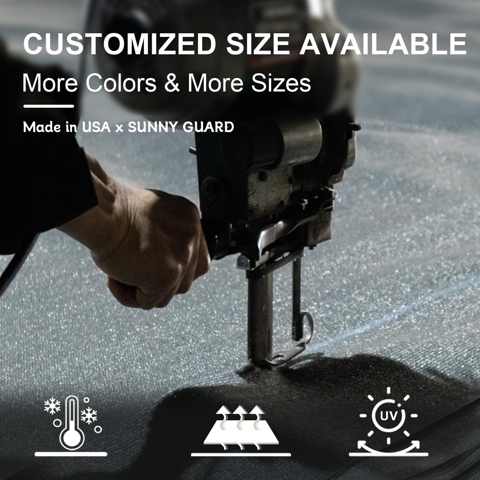 Sunny Guard multi-use shade for backyard, pool, and garden areas.